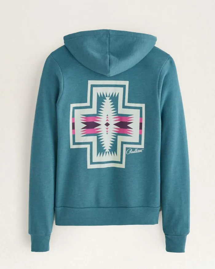 Women HARDING GRAPHIC ZIP HOODIE Deep Teal Heather Pendleton Tees and Sweatshirts