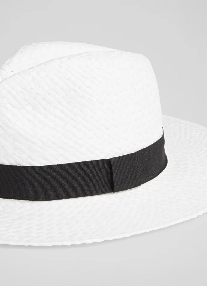 Women Hats and Fascinators LKBennett Cecilia White Raffia Trilby Hat Women Hats and Fascinators LKBennett Cecilia White Raffia Trilby Hat