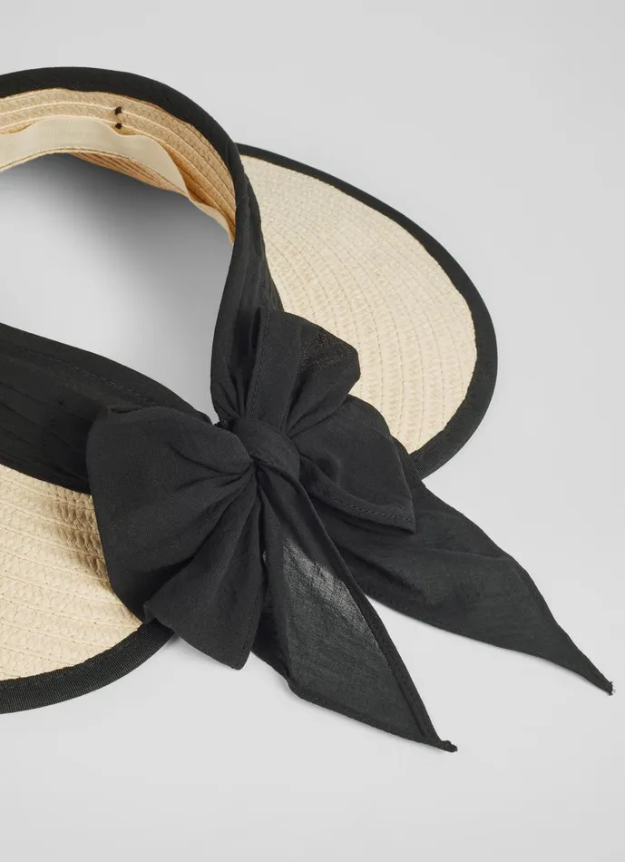 Women Hats and Fascinators LKBennett Rosemary Natural Raffia Wide Brim Visor