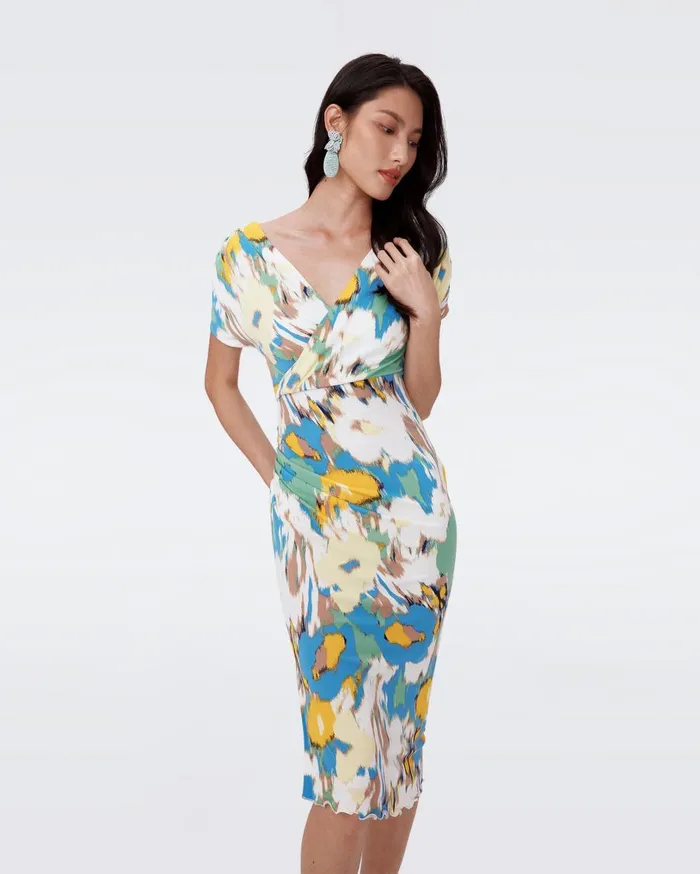 Women Havana Dress Huge Day Dream Floral Blue DVF Dresses