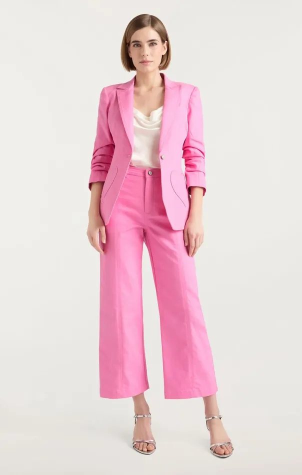 Women Heart Embroidery Cropped Verona Pant Flamingo Cinq Sept Pants