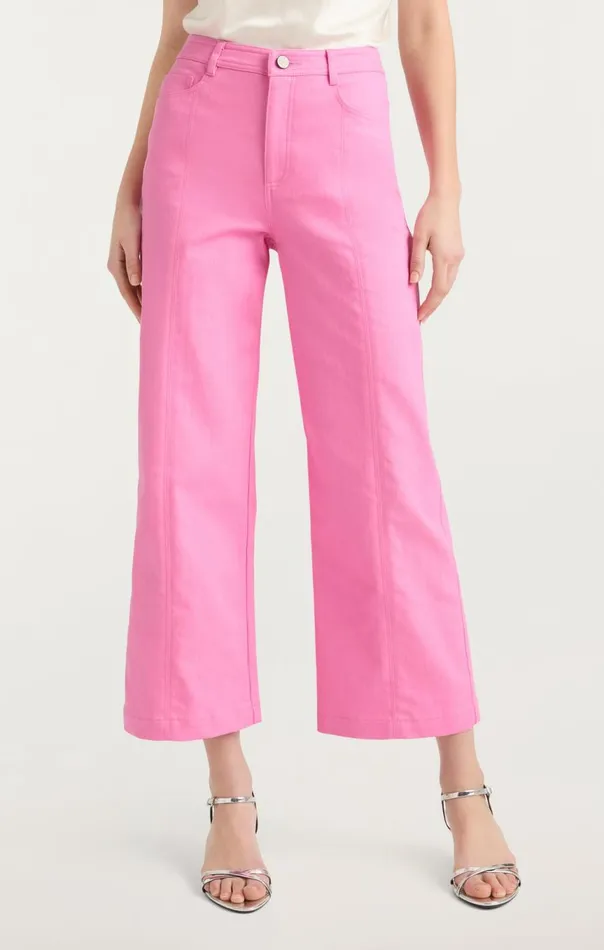 Women Heart Embroidery Cropped Verona Pant Flamingo Cinq Sept Pants