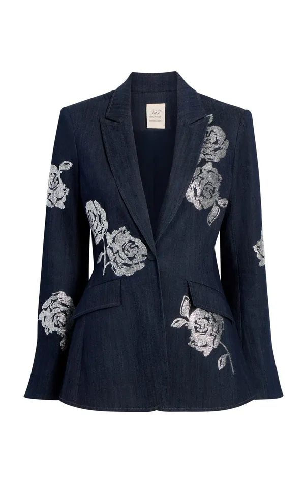 Women Heatset Roses Cheyenne Blazer Indigo Cinq Sept Blazers