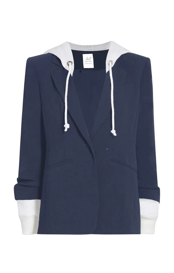 Women Hooded Khloe Blazer Navyivory Cinq Sept Blazers