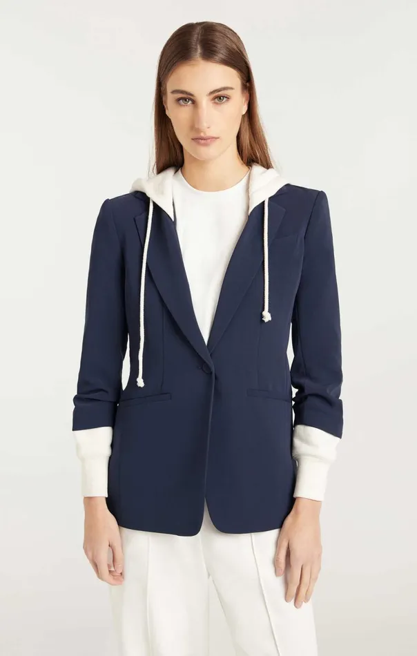Women Hooded Khloe Blazer Navyivory Cinq Sept Blazers