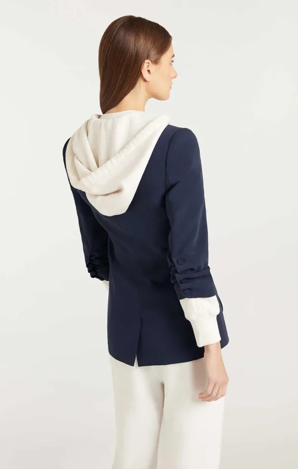 Women Hooded Khloe Blazer Navyivory Cinq Sept Blazers