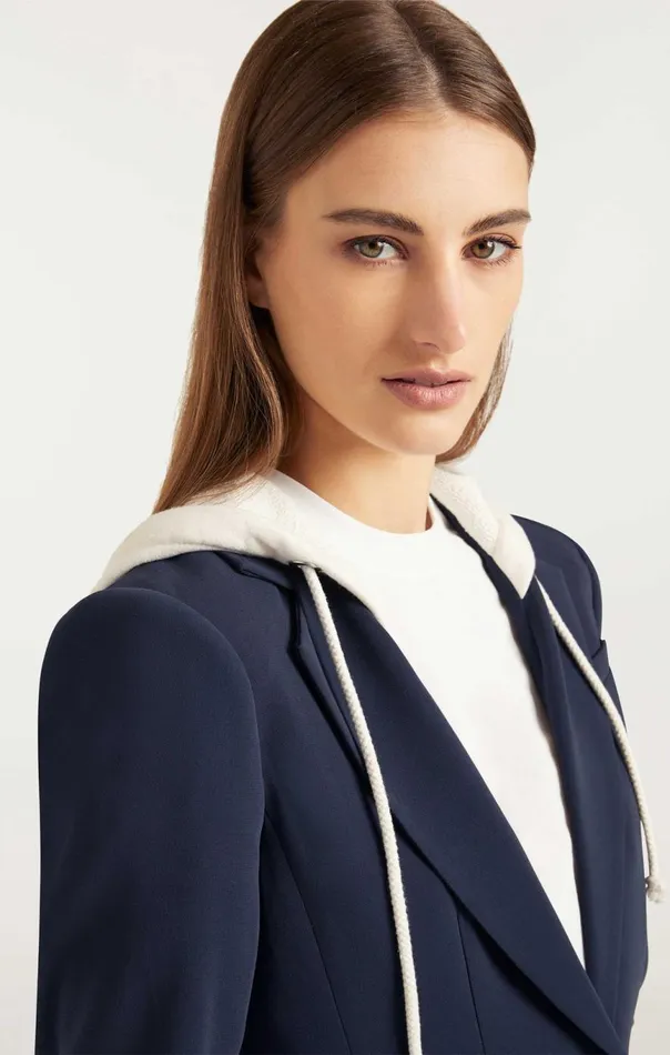 Women Hooded Khloe Blazer Navyivory Cinq Sept Blazers
