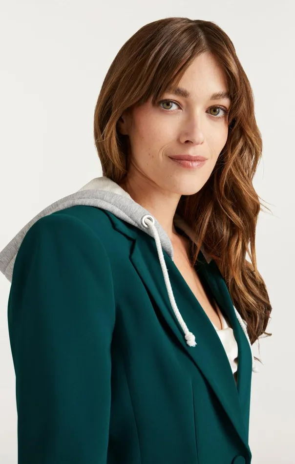 Women Hooded Khloe Jacket Greenonyx Cinq Sept Blazers
