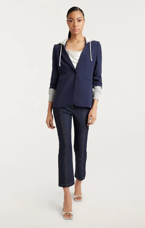 Women Hooded Khloe Jacket Navyheathergrey Cinq Sept Blazers