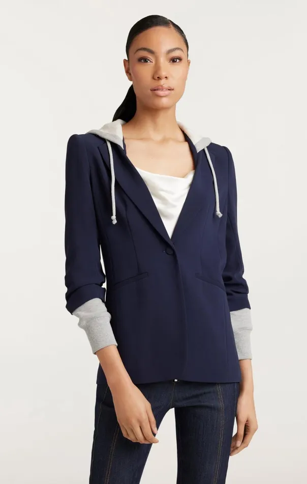 Women Hooded Khloe Jacket Navyheathergrey Cinq Sept Blazers