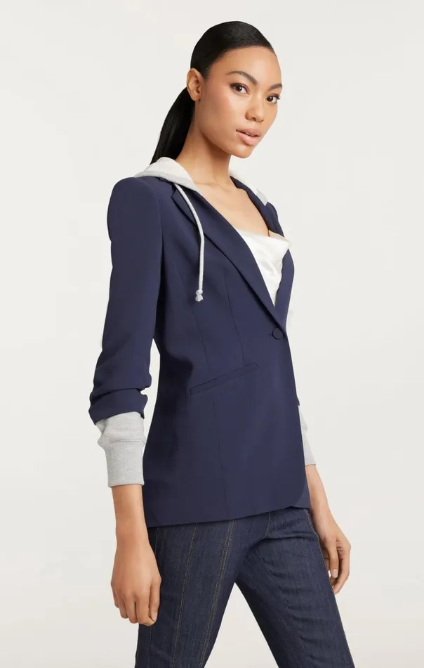 Women Hooded Khloe Jacket Navyheathergrey Cinq Sept Blazers