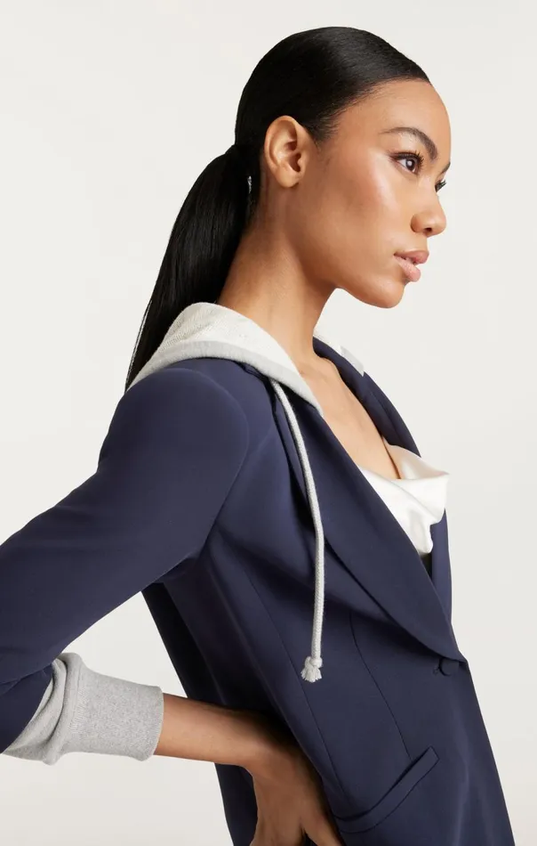 Women Hooded Khloe Jacket Navyheathergrey Cinq Sept Blazers