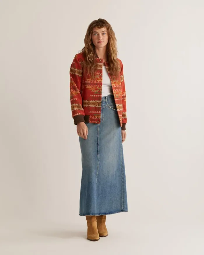 Women HOYT WOOL BOMBER Red Highland Peak Pendleton Jackets and Coats