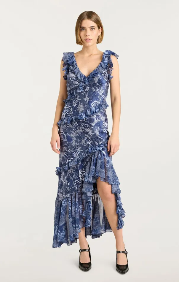 Women Indigo Floral Ora Dress Indigomulti Cinq Sept Midi