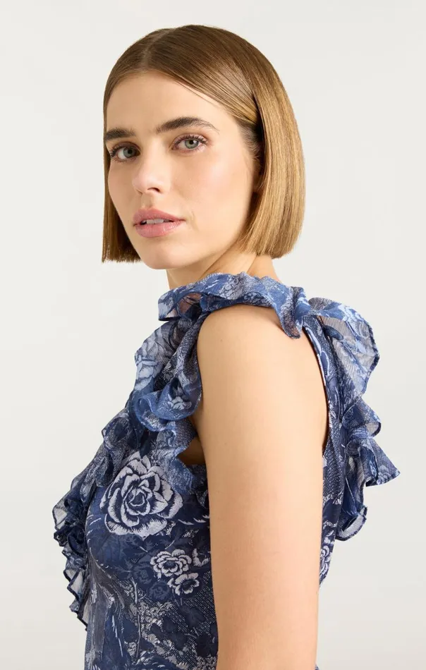 Women Indigo Floral Ora Dress Indigomulti Cinq Sept Midi