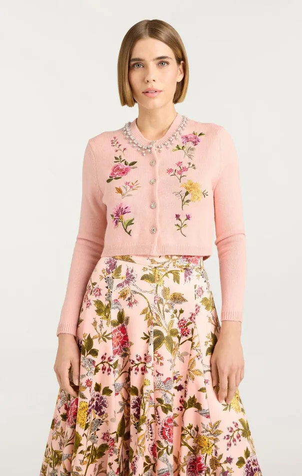 Women Isolde Embroidered Cardigan Softpinkmulti Cinq Sept Long Sleeve Tops