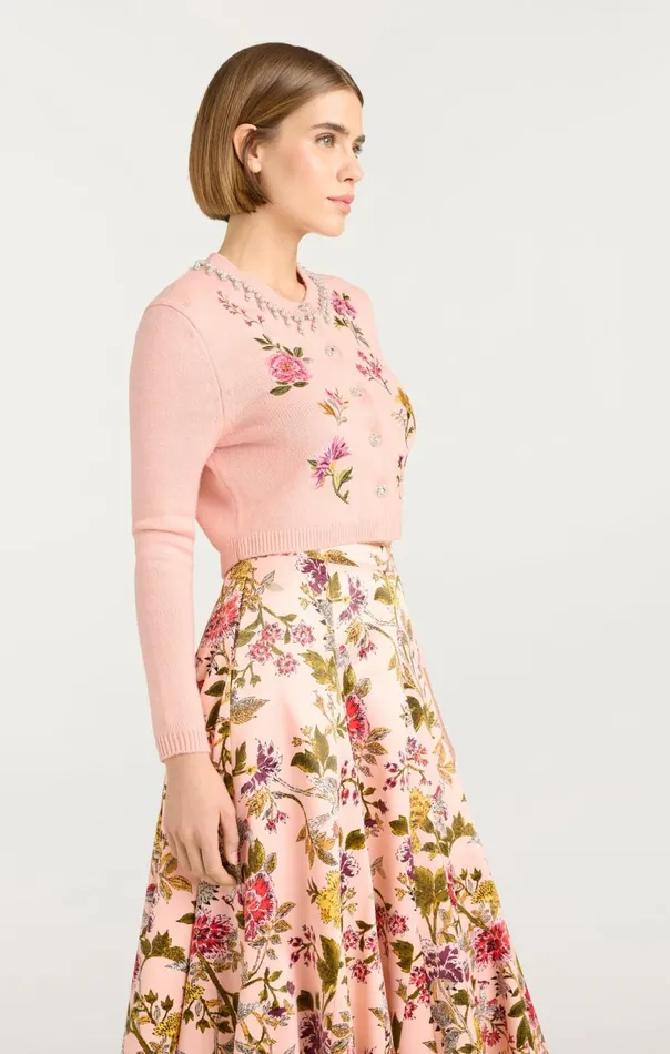 Women Isolde Embroidered Cardigan Softpinkmulti Cinq Sept Long Sleeve Tops