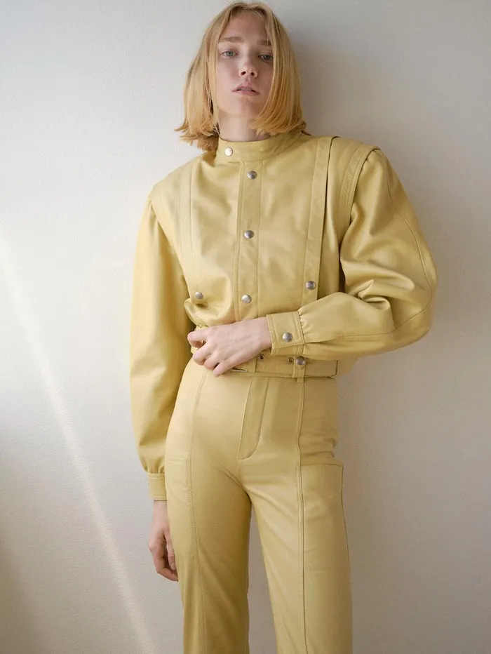 Women Jackets and Coats FRAME Cinched Waist Leather Jacket 8212 Butter Women Jackets and Coats FRAME Cinched Waist Leather Jacket 8212 Butter