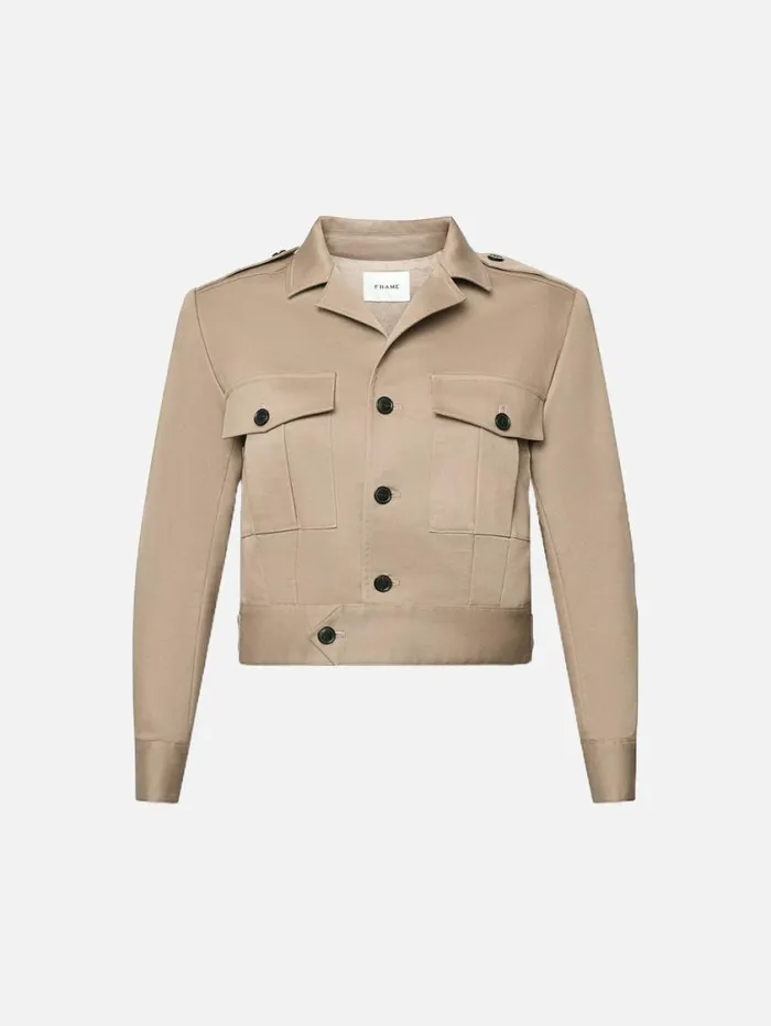 Women Jackets and Coats FRAME Cropped Jacket 8212 Khaki Tan