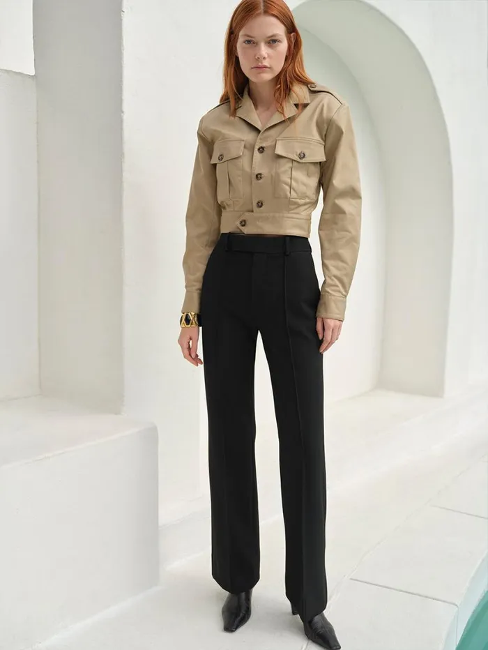 Women Jackets and Coats FRAME Cropped Jacket 8212 Khaki Tan Women Jackets and Coats FRAME Cropped Jacket 8212 Khaki Tan
