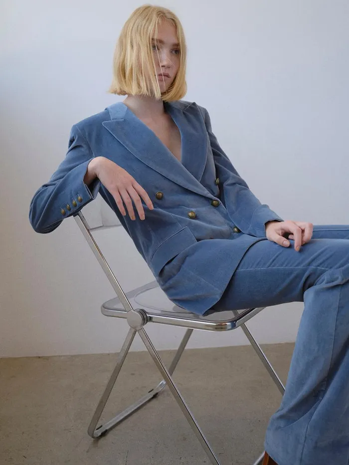 Women Jackets and Coats FRAME Double Breasted Slim Blazer 8212 Denim Blue Women Jackets and Coats FRAME Double Breasted Slim Blazer 8212 Denim Blue