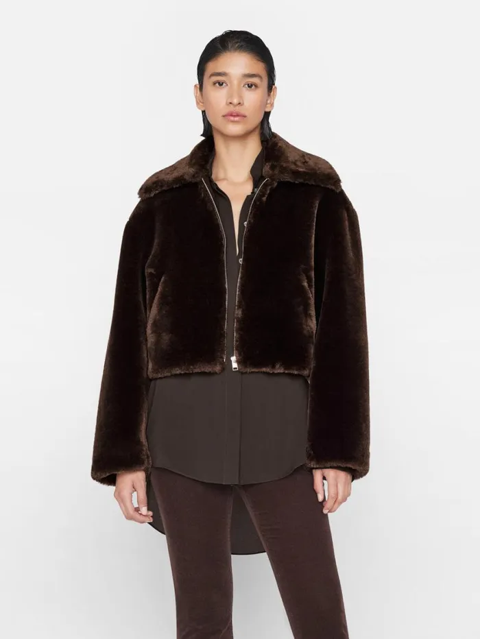Women Jackets and Coats FRAME Faux Fur Zip Up Jacket 8212 Espresso Women Jackets and Coats FRAME Faux Fur Zip Up Jacket 8212 Espresso