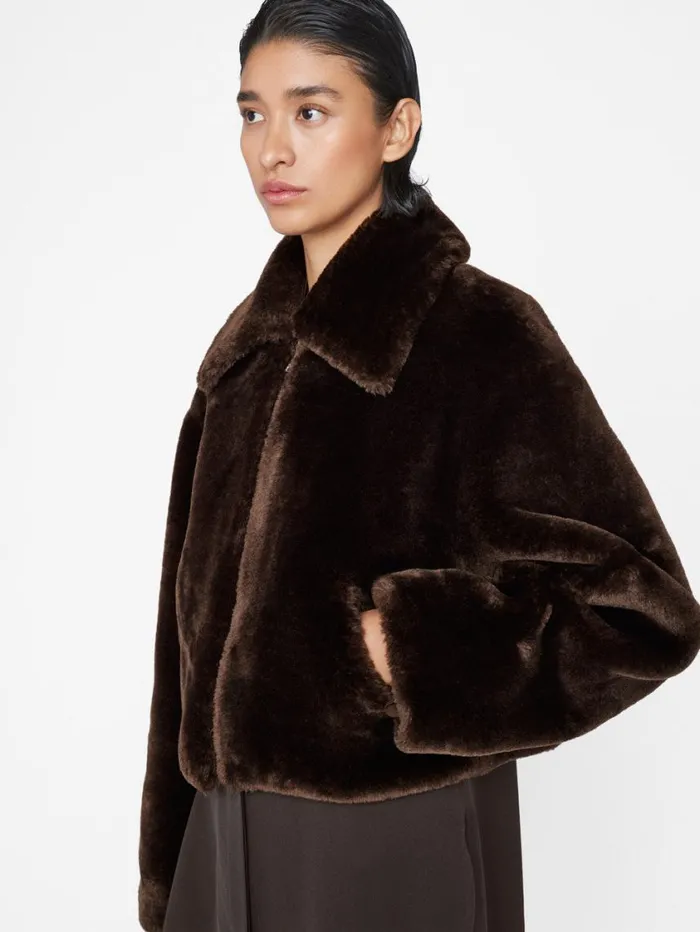 Women Jackets and Coats FRAME Faux Fur Zip Up Jacket 8212 Espresso Women Jackets and Coats FRAME Faux Fur Zip Up Jacket 8212 Espresso