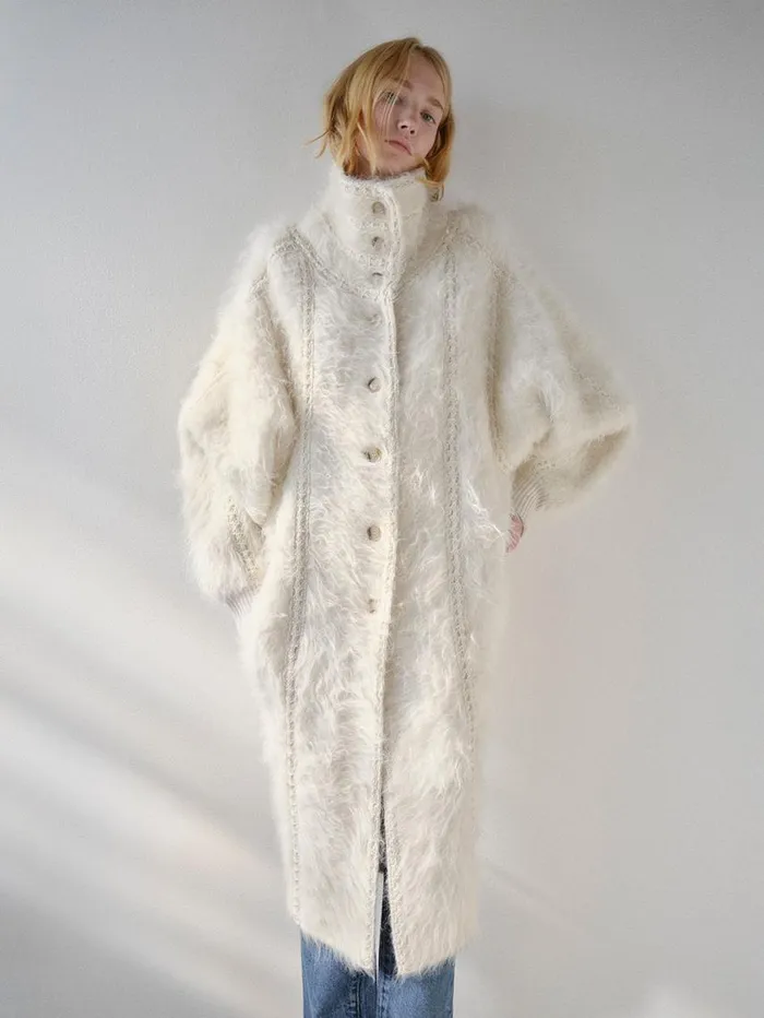 Women Jackets and Coats FRAME Lofty Crochet Coat 8212 Cream Women Jackets and Coats FRAME Lofty Crochet Coat 8212 Cream