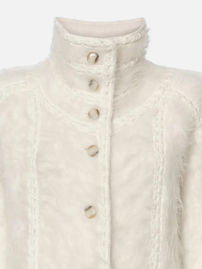 Women Jackets and Coats FRAME Lofty Crochet Coat 8212 Cream Women Jackets and Coats FRAME Lofty Crochet Coat 8212 Cream