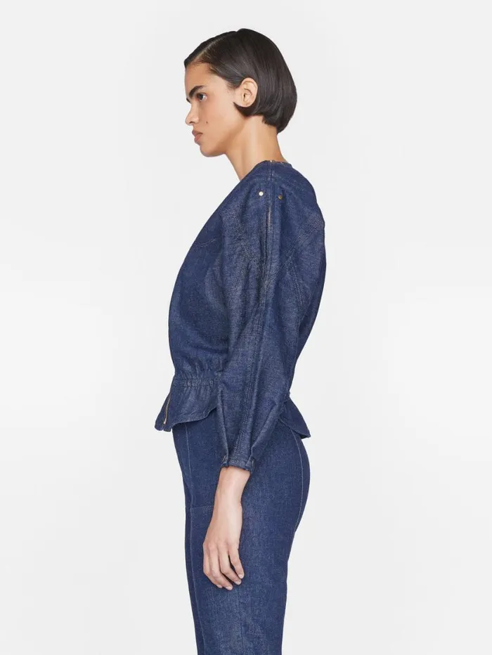 Women Jackets and Coats FRAME Slouchy Zip Up Jacket 8212 Rinse Women Jackets and Coats FRAME Slouchy Zip Up Jacket 8212 Rinse