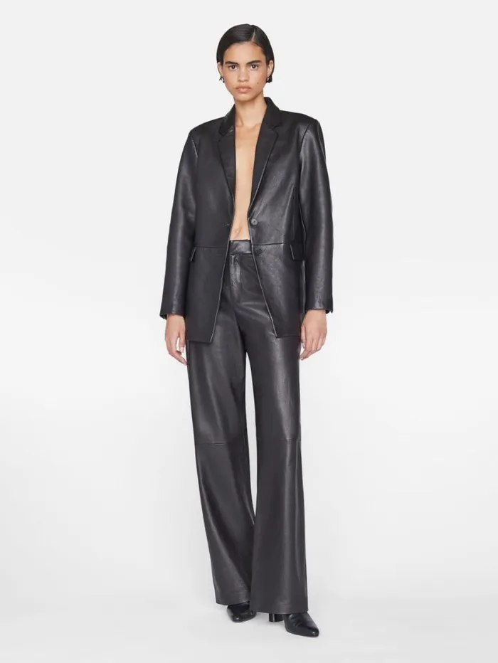 Women Jackets and Coats FRAME The Oversized Leather Blazer 8212 Noir Women Jackets and Coats FRAME The Oversized Leather Blazer 8212 Noir