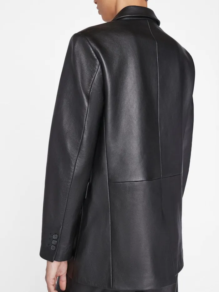 Women Jackets and Coats FRAME The Oversized Leather Blazer 8212 Noir Women Jackets and Coats FRAME The Oversized Leather Blazer 8212 Noir