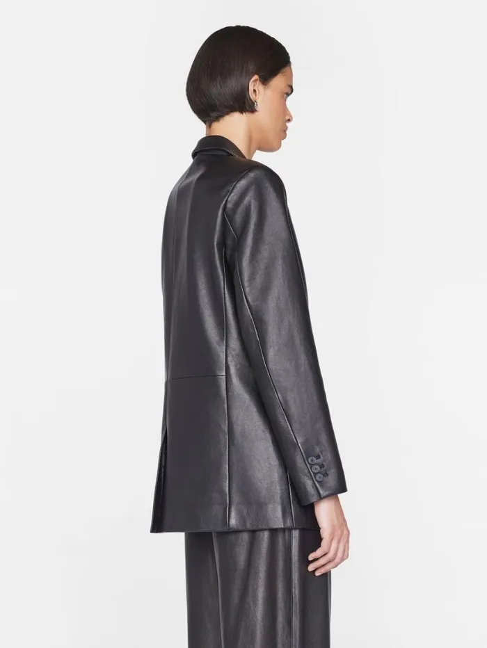 Women Jackets and Coats FRAME The Oversized Leather Blazer 8212 Noir Women Jackets and Coats FRAME The Oversized Leather Blazer 8212 Noir