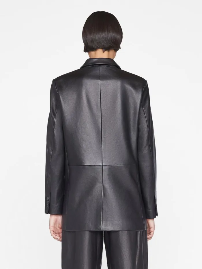 Women Jackets and Coats FRAME The Oversized Leather Blazer 8212 Noir Women Jackets and Coats FRAME The Oversized Leather Blazer 8212 Noir