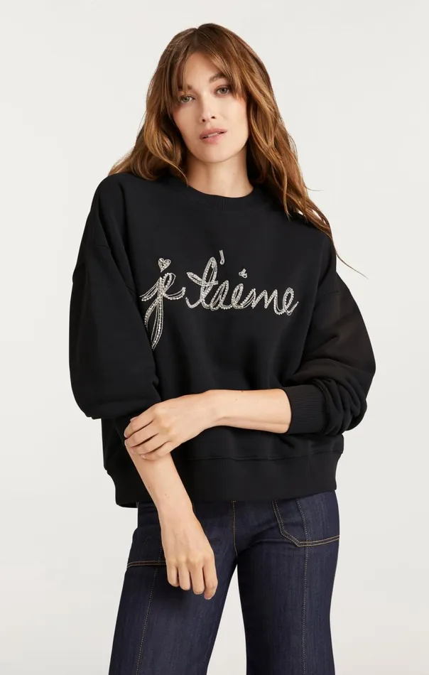Women Je T039aime Chain Brandy Pullover Black Cinq Sept Sweaters and Knits