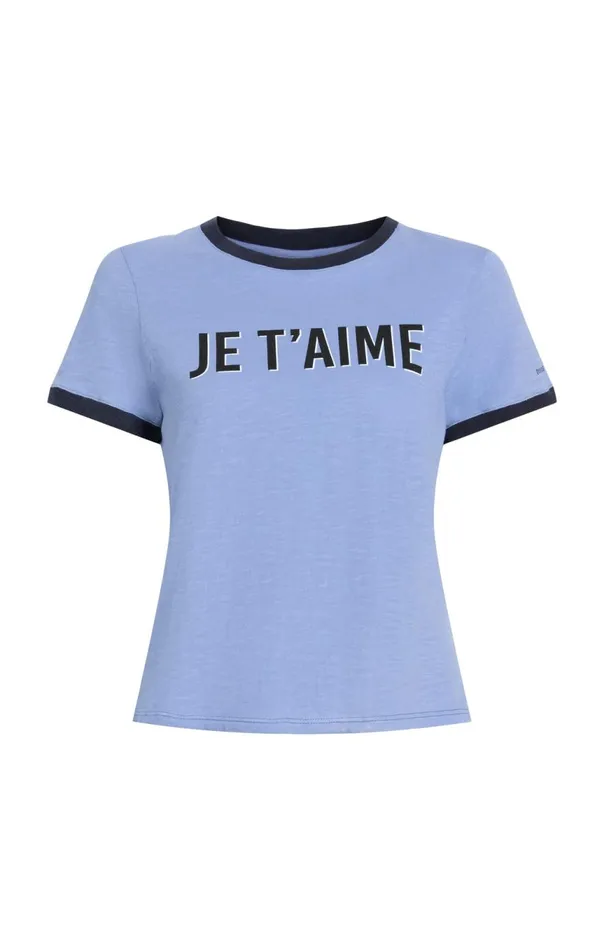 Women Je Taime Ringer Tee Rusticblue Cinq Sept Tees