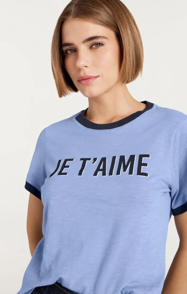 Women Je Taime Ringer Tee Rusticblue Cinq Sept Tees