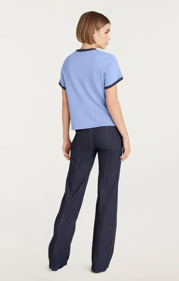 Women Je Taime Ringer Tee Rusticblue Cinq Sept Tees