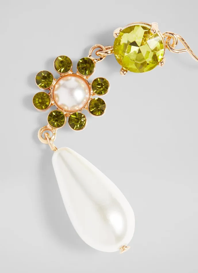 Women Jewellery LKBennett Kamile Pearl and Green Crystal Drop Earrings Women Jewellery LKBennett Kamile Pearl and Green Crystal Drop Earrings