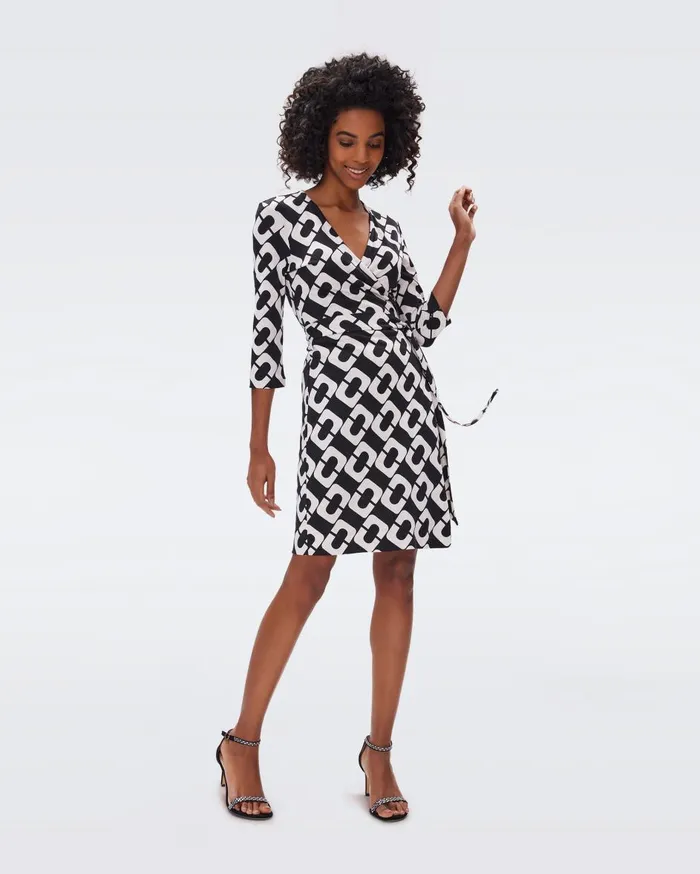Women Julian Silk Jersey Wrap Dress Chain Link Giant DVF Dresses