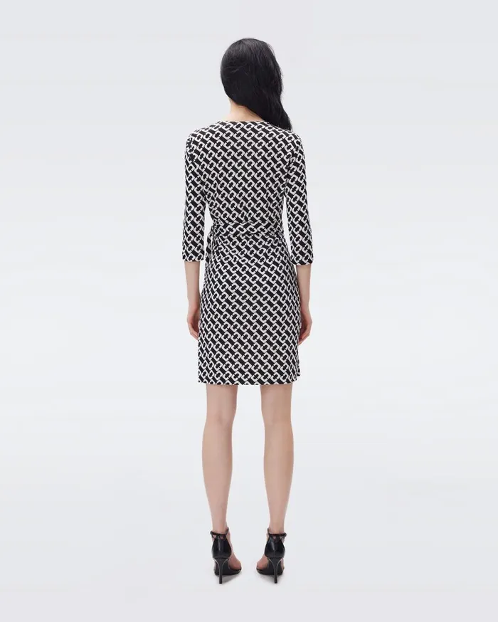 Women Julian Silk Jersey Wrap Dress Chain Link Medium Black DVF Dresses
