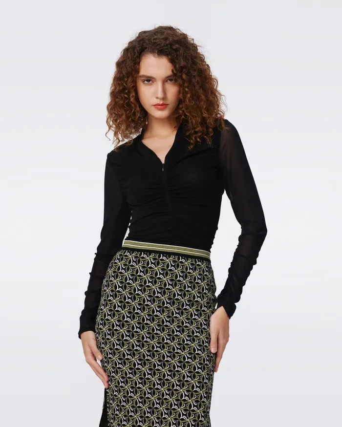 Women Julie Mesh Top Black DVF Tops