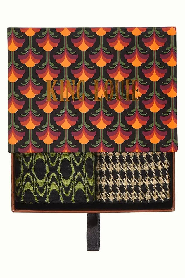 Women King Louie Gift Box Socks Mayfield Black 8211 Mayfield Socks