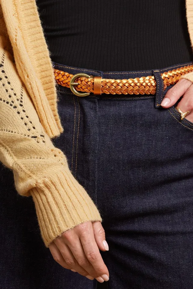 Women King Louie Glitter Braid Belt Syrup 8211 Belt