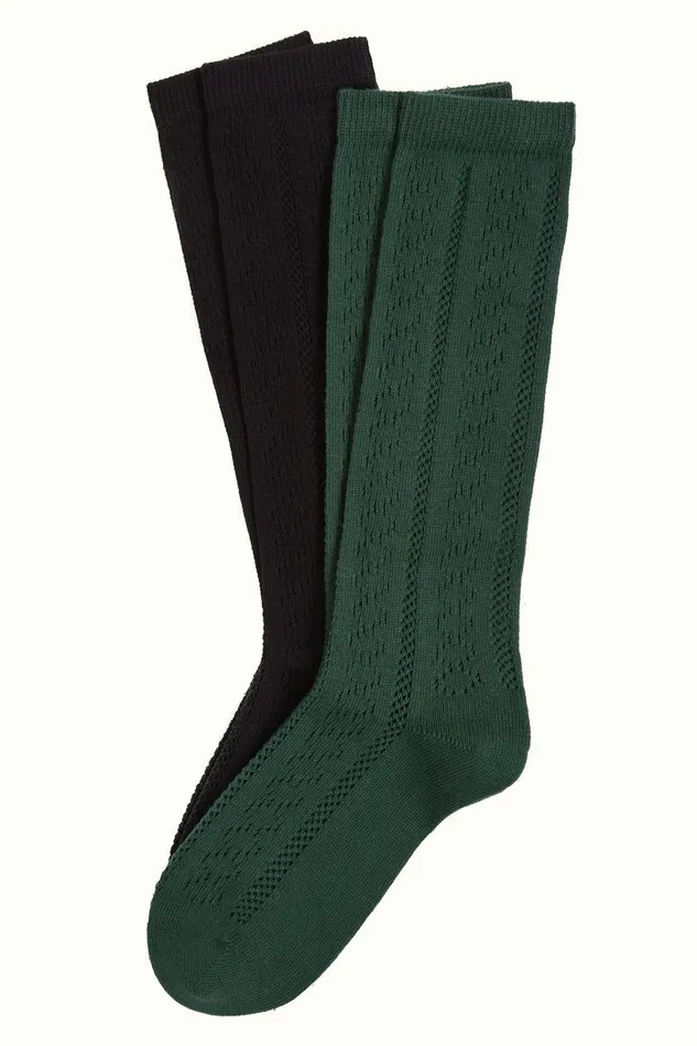 Women King Louie Kneesock 2Pack Black 8211 Ajour Socks