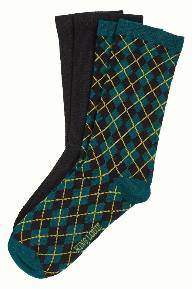 Women King Louie Socks 2Pack Argyle Black 8211 Argyle Socks