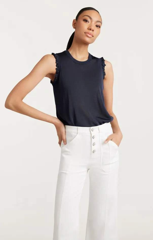 Women Knit Front Lenore Top Navy Cinq Sept Tank Tops and Camisoles