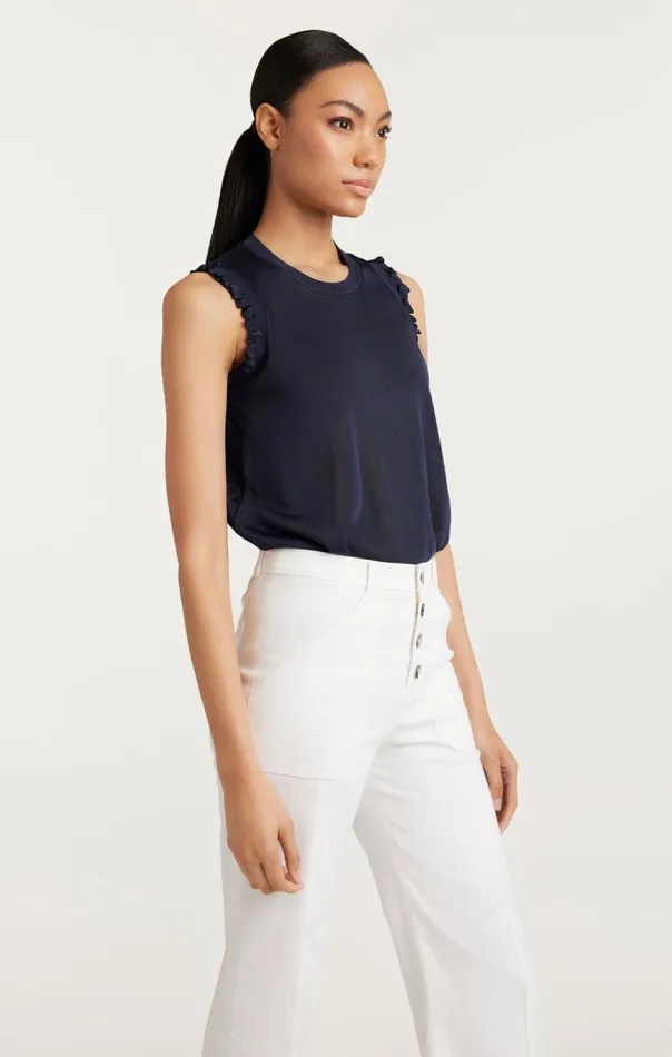 Women Knit Front Lenore Top Navy Cinq Sept Tank Tops and Camisoles