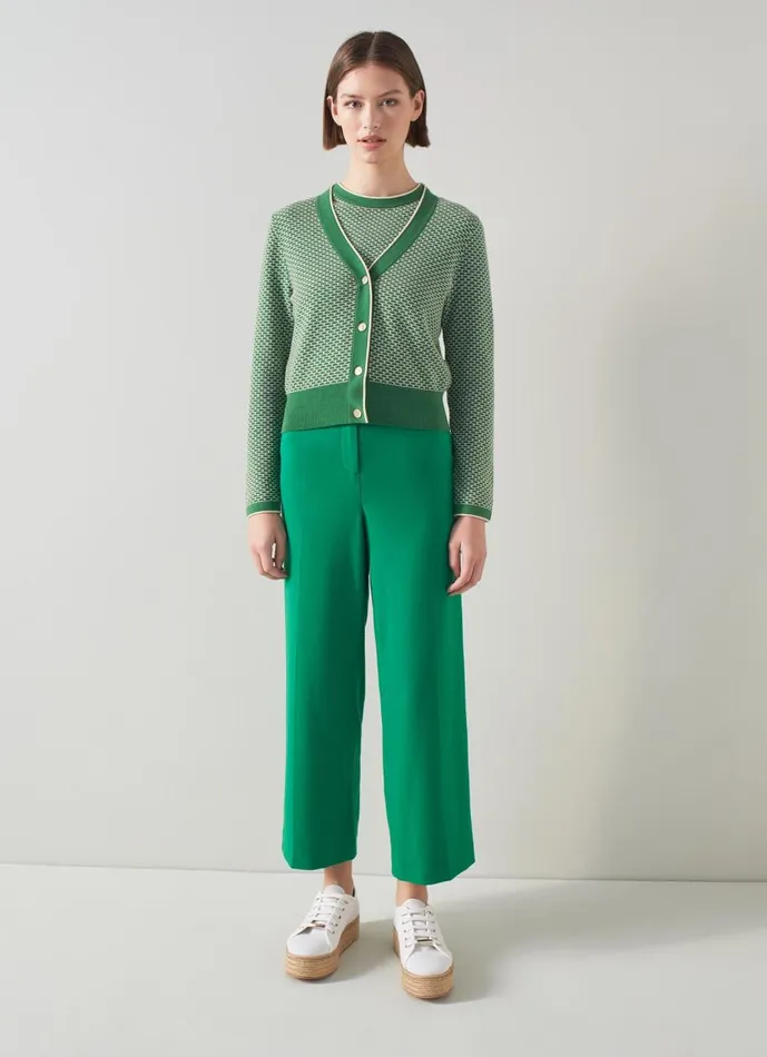 Women Knitwear LKBennett Honey Green And Cream CottonMerino Waffle Knit Cardigan Fern Green Cream Women Knitwear LKBennett Honey Green And Cream CottonMerino Waffle Knit Cardigan Fern Green Cream