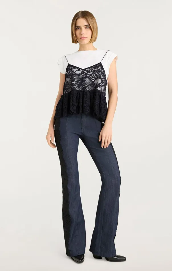 Women Lace Samantha Top Whiteblack Cinq Sept Tees